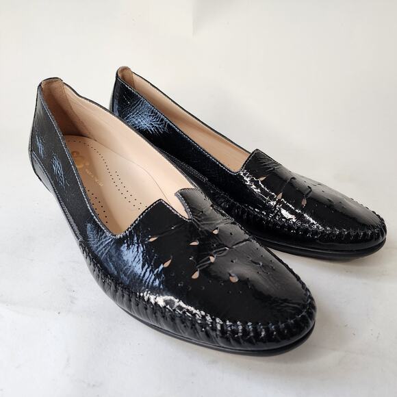 SAS Sonyo Slip On Heel Black Patent Leather Pumps 9.5M - Picture 1 of 8